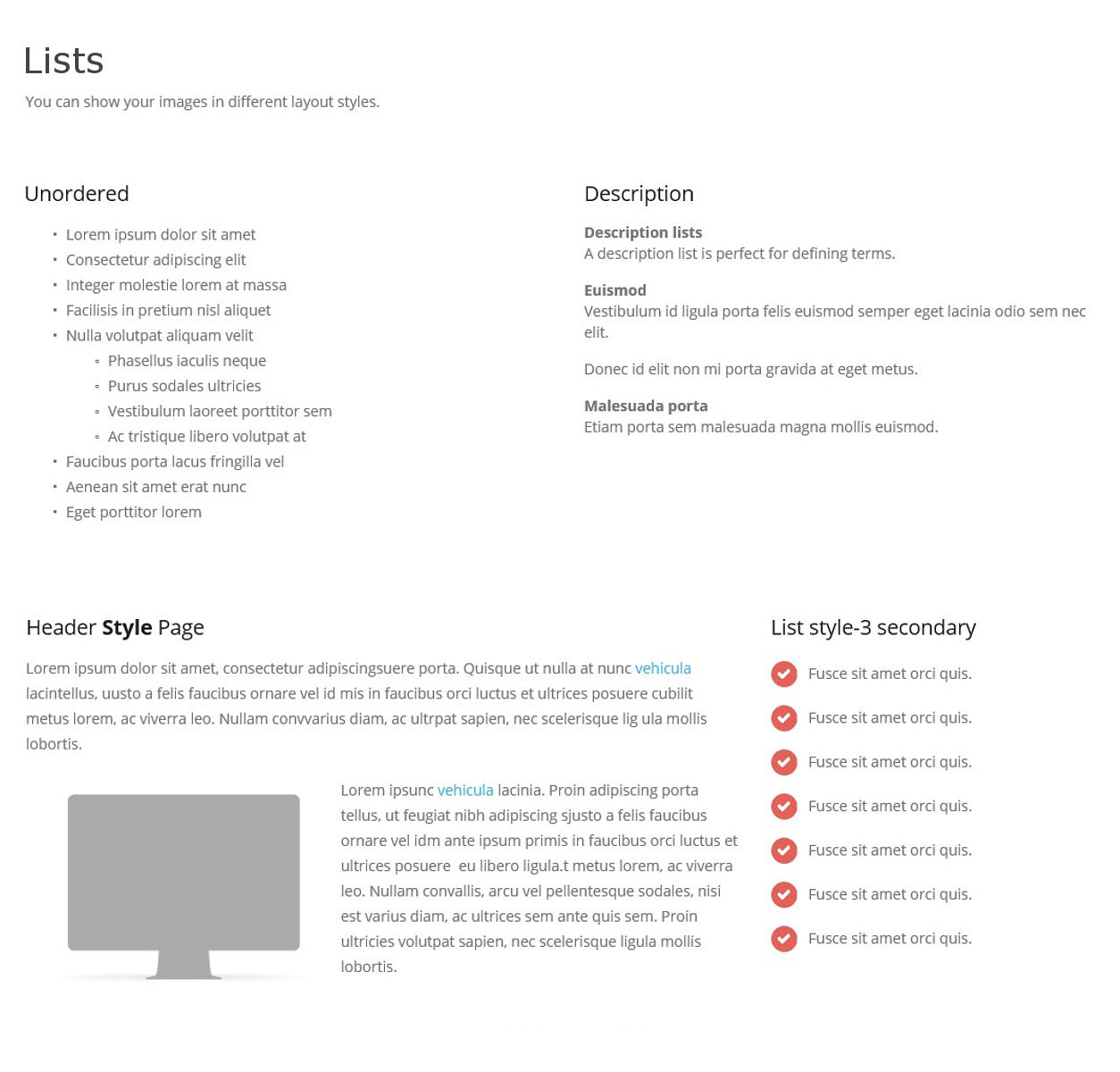 เว็บไซต์สำเร็จรูป shortcodes - Lists